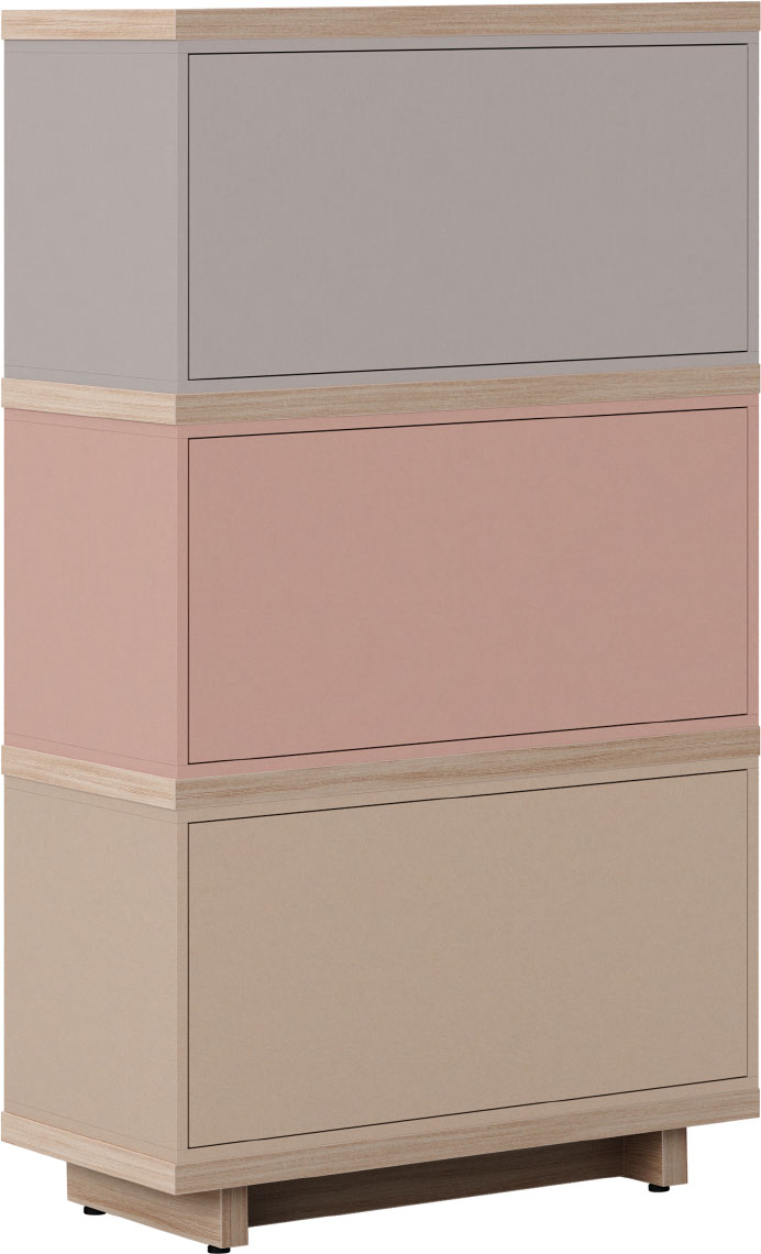Narrow chest of drawers cava beige / powder pink / gray beige