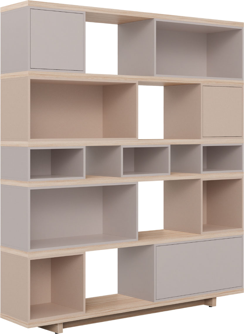 Bookcase wide cava beige / gray beige