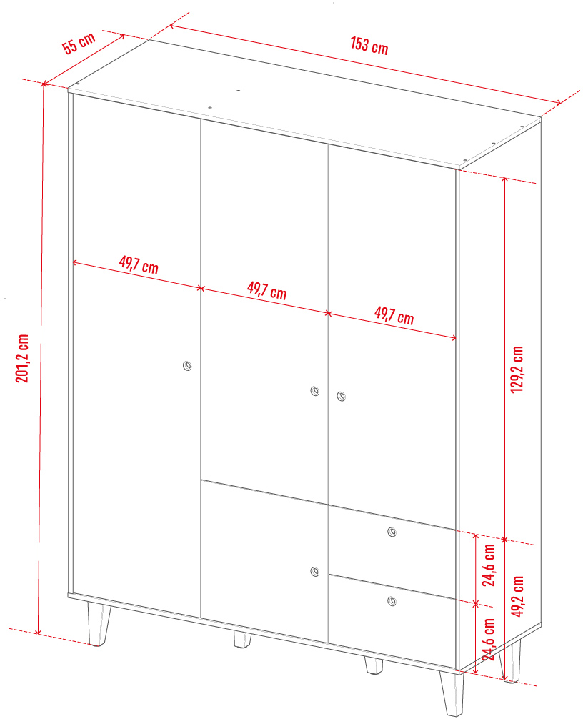 Szafa 3-drzwiowa - furniture in the Concept collection - VOX Interiors